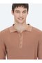 Salmon Polo Neck Plain Knit Cotton Blend Sweater - 4