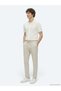 Beige Striped Woven Jogging Fit Casual Linen Blend Trousers - 5