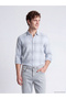 Navy Blue Checkered Regular Fit Long Woven Casual Cotton Blend Shirt - 2