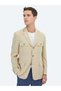 Beige Plain Modern Fit Jacket - 3