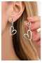 Double Heart Silver Color Dangle Earrings.Gift - 3