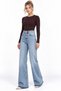 Light Blue Women's High Waist Wide Leg Jeans - with Leg Detailing - 5