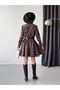 Women's Plaid Patterned Buttoned Leather Belted Mini Dress - 2
