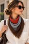3-Piece Linen Textured Flam Scarf & Foulard Set – Multi-Purpose Bohemian Style Women's Accessory with Fringes 90*90 cm - 2