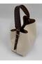 Women's Brown Aden Model Canvas Knitted Handle Detailed Hand & Crossbody Bag