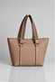 Women's Taupe Zippered Lined Hand and Shoulder Bag