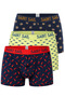 Cotton Lycra Flexible Fabric Printed Colorful Patterned Set of 3 Men's Boxers