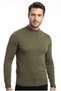 Men's Khaki Half Turtleneck Slim Fit Knitwear Sweater - 2