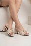 Women's Bonita Beige Skin Heeled Slippers - 3