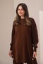 Women's Knitwear Fabric Button Detailed 2-Piece Knitwear Set 8576 Brown - 2