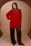 Women's Crew Neck Loose Cut Basic Soft Knitwear Tunic 8560 Red - 6