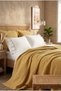 7 Piece Cotton Pique Covered and Ruffled Fulya Double Duvet Cover Set Mustard - 2