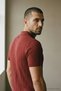 Men's Trendy Striped Claret Red Polo Collar Knitwear T-Shirt - 7
