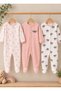 Baby Girl 100% Cotton 3-6-9 Months 3-Piece Jumpsuit Set with Booties - 2