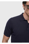Men's Navy Blue Plain Knit Silk Blend Knitwear - 3