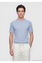 Light Blue Crew Neck Plain Knit Silk Blend Knitwear - 2