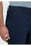 Navy Blue Plain Woven Jogging Fit Casual Cotton Blended Pants - 4