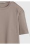 Beige Plain Crew Neck 100% Cotton T-Shirt - 7