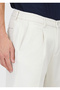 Beige Plain Woven Jogging Fit Casual Cotton Blend Pants - 3