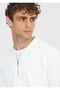 Ecru Polo Neck Plain Knit Sweater - 4