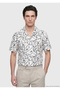 Ecru Regular Fit Short Woven Casual 100% Cotton Shirt - 4