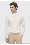 Ecru Half Turtleneck Plain Knit Wool Blended Sweater Sweater