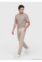 Beige Plain Crew Neck 100% Cotton T-Shirt - 2