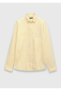 Light Yellow Plain Regular Fit Long Woven Casual Cotton Blend Shirt - 5