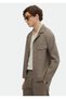 Light Brown Plain Comfort Fit Linen Blend Suit - 3