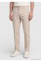 Beige Plain Woven Jogging Fit Casual Cotton Blend Pants - 2