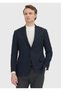 Navy Blue Patterned Regular Fit 100% Wool Jacket