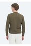 Khaki Crew Neck Plain Knit Sweater - 4