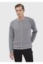 Gray Crew Neck Jacquard Wool Blend Sweater