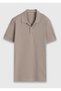 Beige Plain 100% Cotton T-Shirt - 6