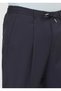Dark Navy Blue Plain Woven Jogging Fit Casual Wool Blend Trousers - 3