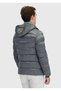Gray Regular Fit Hooded Woven Coat - 7