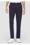 Navy Blue Plain Weave Jogging Fit Casual Pants - 2