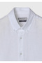 White Plain Casual Fit Long Woven Casual 100% Linen Shirt - 8