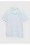 Blue Plain Cotton Blend T-Shirt - 6