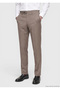 Light Brown Plain Woven Regular Fit Classic 100% Wool Trousers - 2