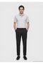 Black Plain Woven Jogging Fit Casual Silk Blend Trousers