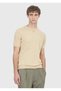 Yellow Crew Neck Plain Knit 100% Cotton Knitwear