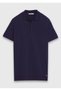 Navy Blue Polo Collar Plain Knit Knitwear - 5