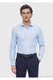 Blue Patterned Regular Fit Long Woven Classic 100% Cotton Shirt - 5