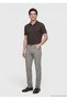 Gray Woven Slim Fit Casual Cotton Blend Trousers