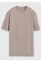 Beige Plain Crew Neck 100% Cotton T-Shirt - 6