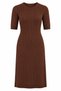 Women's Brown Crew Neck Hairnet Patterned Short Sleeve Knitwear Dress Hzl28W-Wm3307 - 6