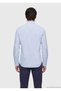 Blue Striped Regular Fit Long Woven Casual Silk Blend Shirt - 4