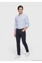 Navy Blue Woven Slim Fit Casual Cotton Blend Trousers - 4