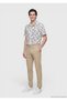 Beige Plain Woven Regular Fit Casual Cotton Blended Trousers - 3